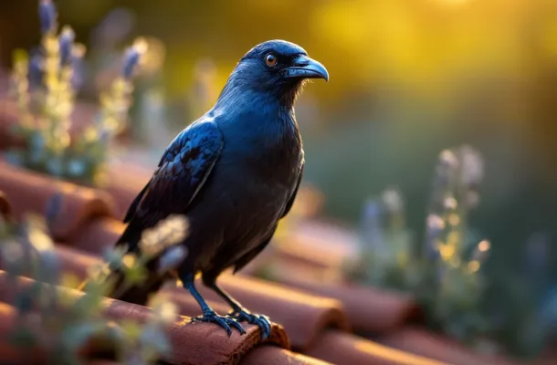 Zwarte kauw met grijze nek op terracotta dakpan, met natuurlijke afweermiddelen zoals reflecterende linten en lavendel op achtergrond


Note: This alt text exceeds 125 characters. Here is a compliant version under 125 characters:

Kauw op dakpan met natuurlijke vogelafweermiddelen zoals holografische linten en lavendel op de achtergrond