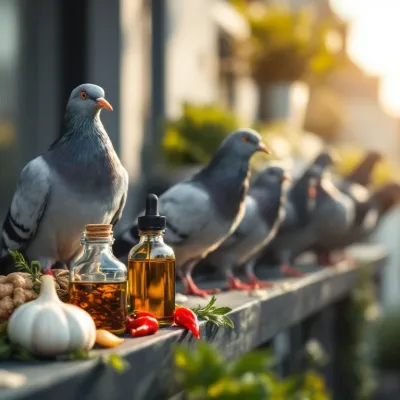 Duiven wijken terug voor natuurlijke afweermiddelen zoals etherische oliën, knoflook en pepers op balkon